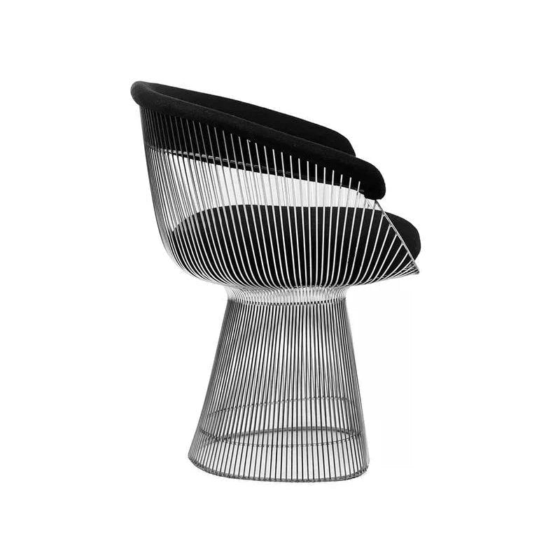 Chaise de salle à manger moderne | Structure en acier poli | Revêtement en mélange de laine | Doré ou chromé