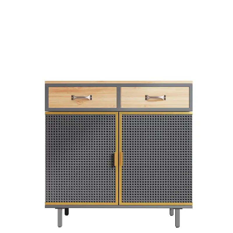 Buffet de rangement moderne | Gris foncé | Fer et bois | Tiroirs supérieurs | 2 ou 4 portes