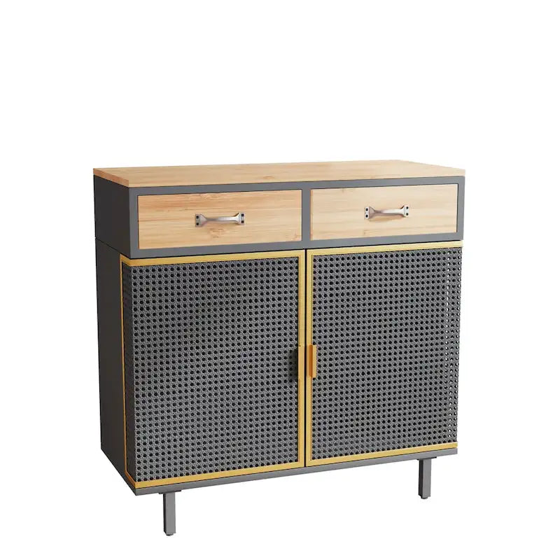 Buffet de rangement moderne | Gris foncé | Fer et bois | Tiroirs supérieurs | 2 ou 4 portes