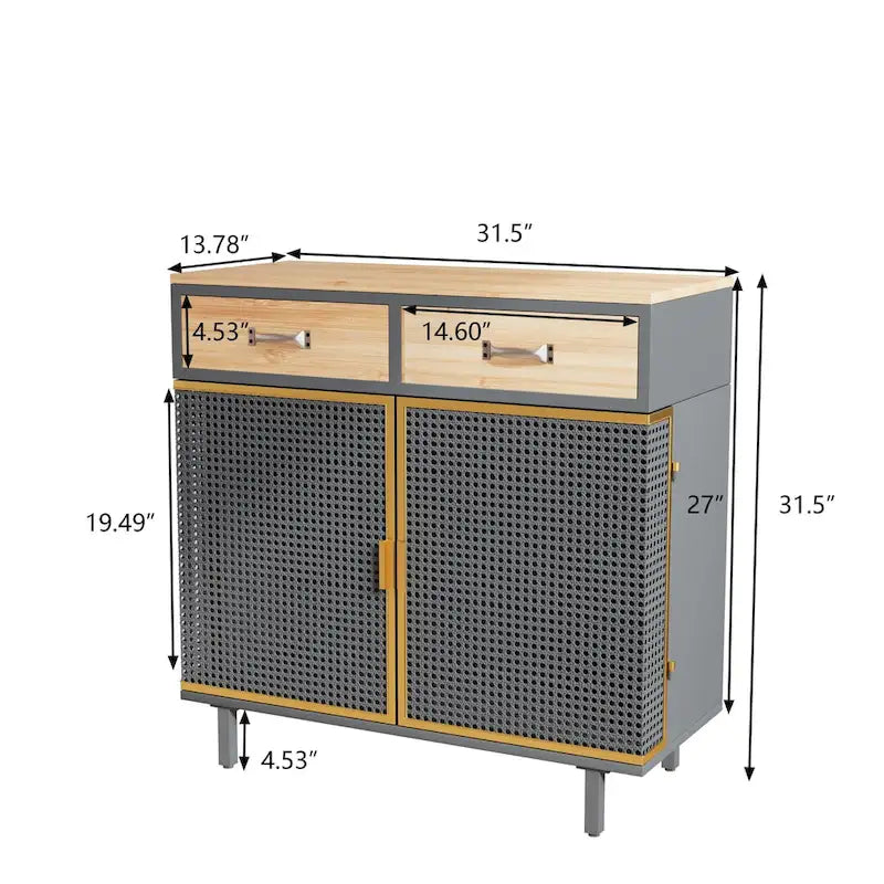 Buffet de rangement moderne | Gris foncé | Fer et bois | Tiroirs supérieurs | 2 ou 4 portes