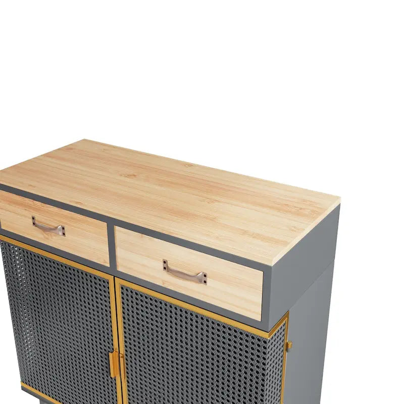 Buffet de rangement moderne | Gris foncé | Fer et bois | Tiroirs supérieurs | 2 ou 4 portes