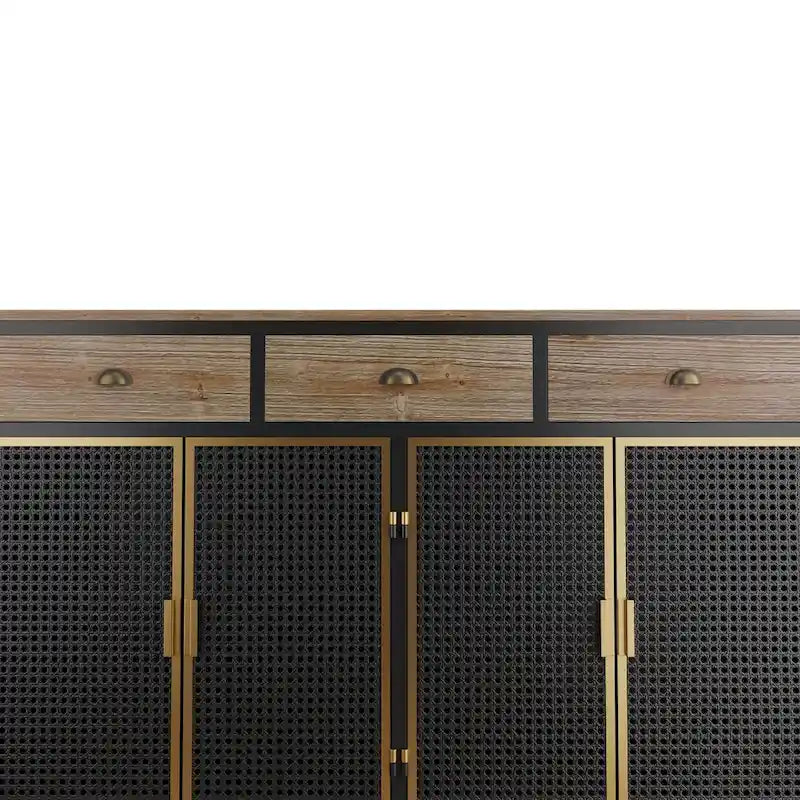 Buffet de rangement moderne | Gris foncé | Fer et bois | Tiroirs supérieurs | 2 ou 4 portes
