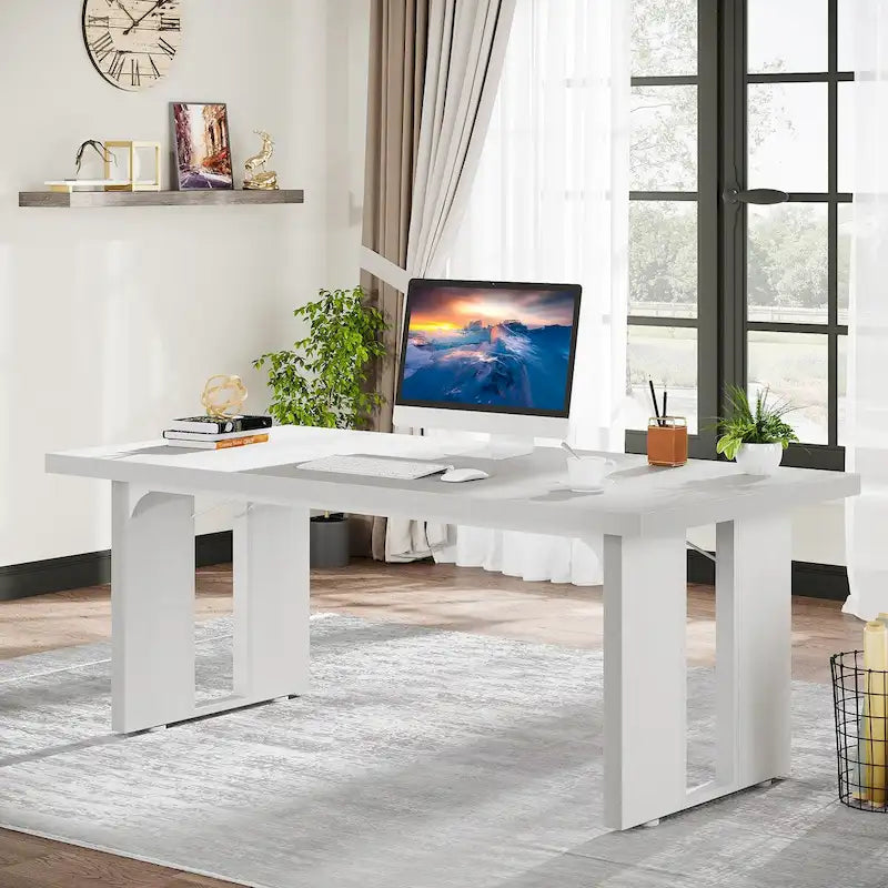 Grand bureau exécutif et poste de travail informatique de 180 cm – Style ferme