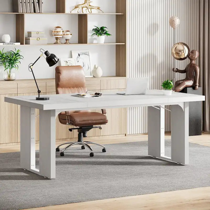 Grand bureau exécutif et poste de travail informatique de 180 cm – Style ferme
