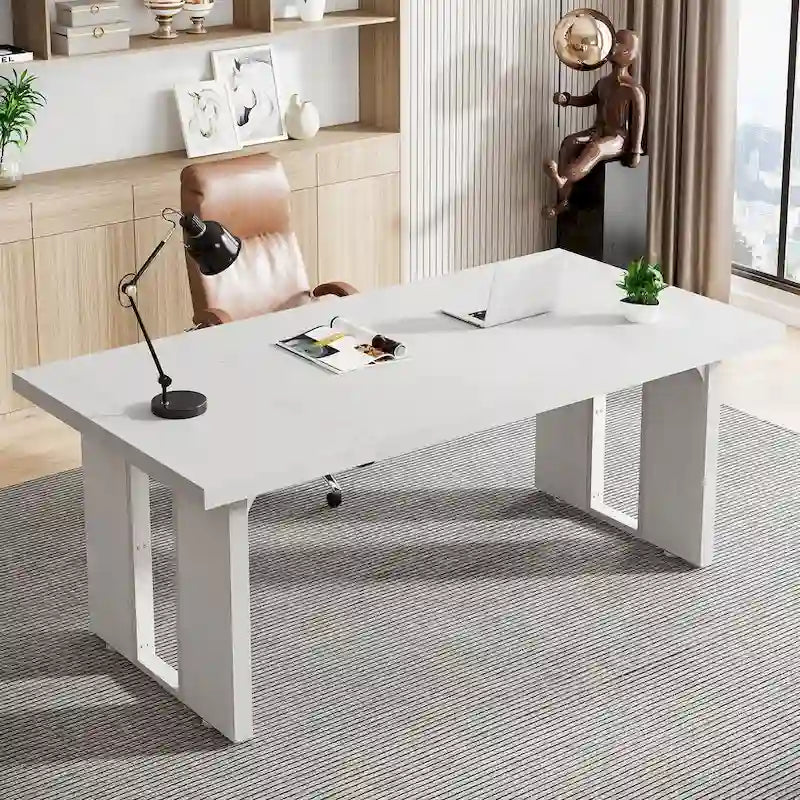 Grand bureau exécutif et poste de travail informatique de 180 cm – Style ferme