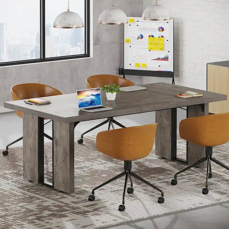 Grand bureau exécutif et poste de travail informatique de 180 cm – Style ferme