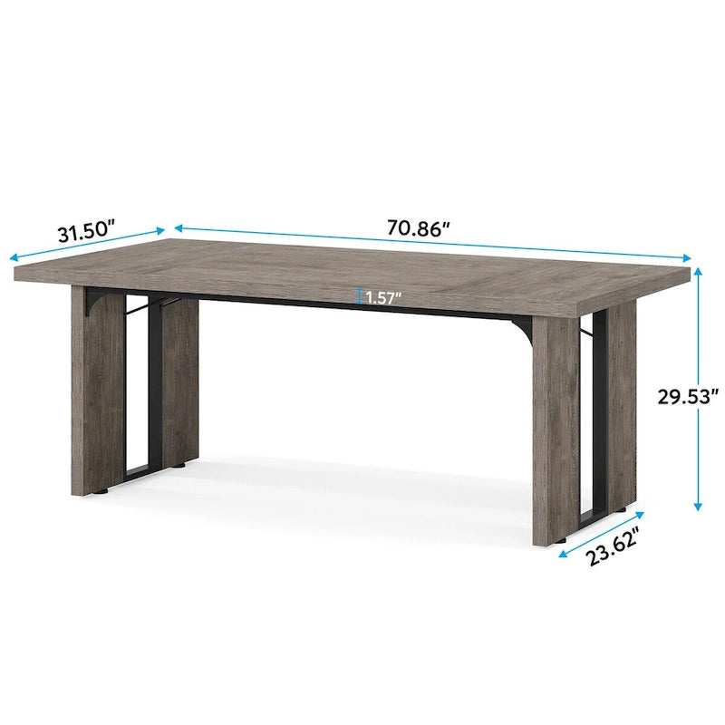 Grand bureau exécutif et poste de travail informatique de 180 cm – Style ferme