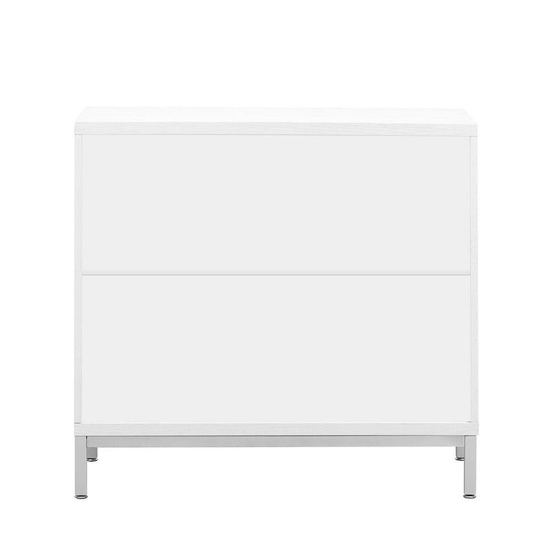 Meuble de rangement en placage de bois massif avec portes arrondies et pieds en métal — 3 couleurs