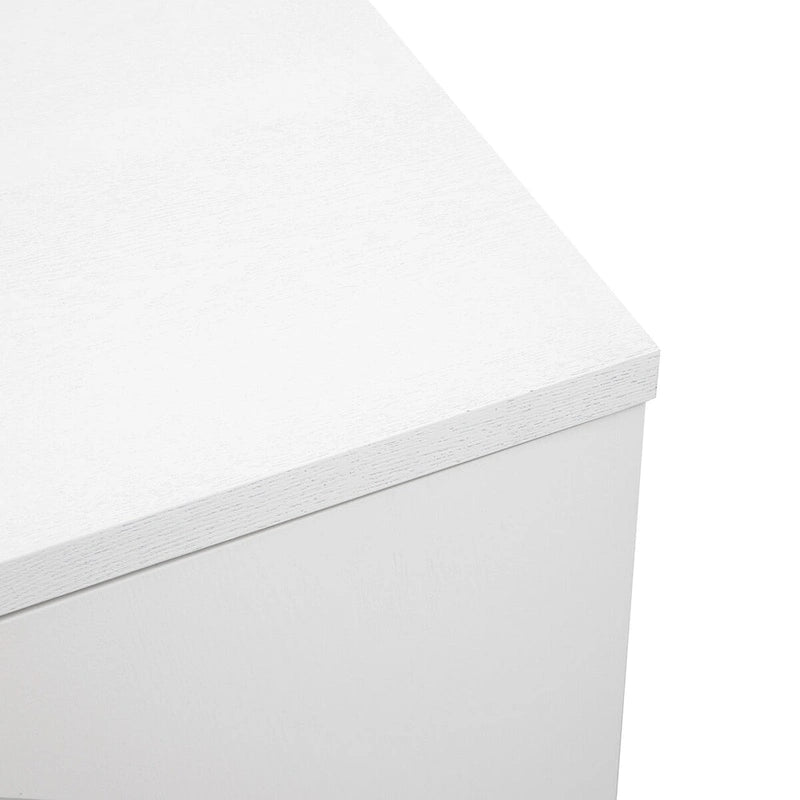 Meuble de rangement en placage de bois massif avec portes arrondies et pieds en métal — 3 couleurs
