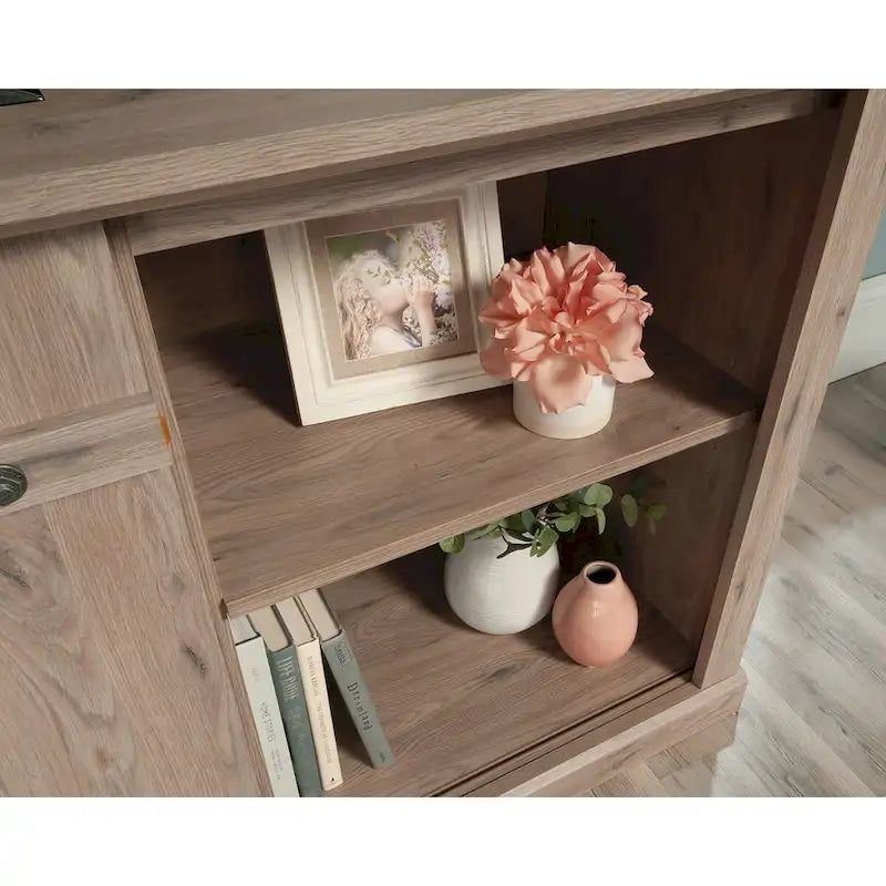 Meuble TV et Credenza de divertissement de style rustique avec portes coulissantes façon grange – Convient aux téléviseurs jusqu'à 70 po