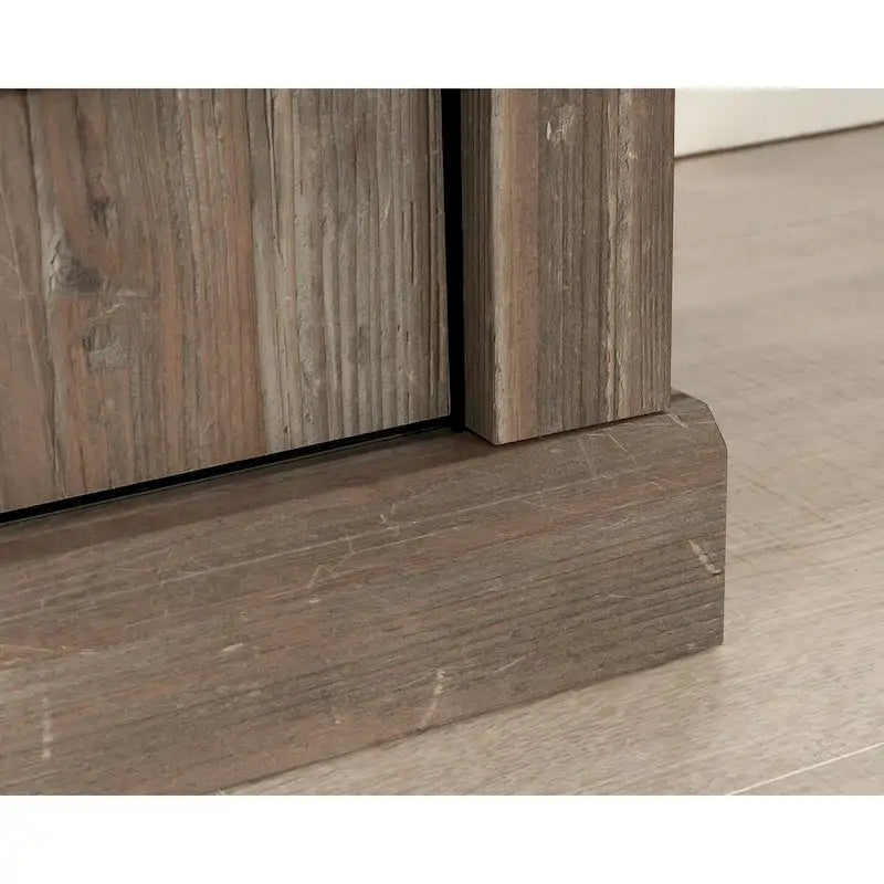 Meuble TV et Credenza de divertissement de style rustique avec portes coulissantes façon grange – Convient aux téléviseurs jusqu'à 70 po