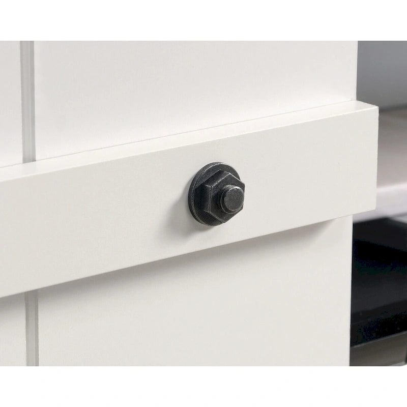 Meuble TV et Credenza de divertissement de style rustique avec portes coulissantes façon grange – Convient aux téléviseurs jusqu'à 70 po