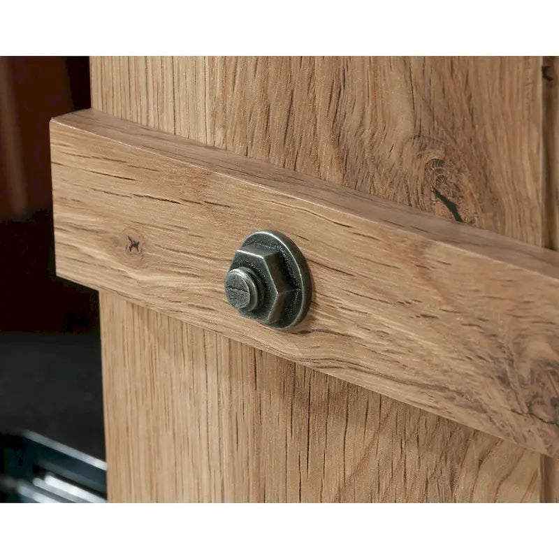 Meuble TV et Credenza de divertissement de style rustique avec portes coulissantes façon grange – Convient aux téléviseurs jusqu'à 70 po