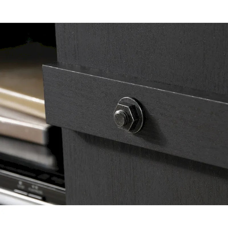 Meuble TV et Credenza de divertissement de style rustique avec portes coulissantes façon grange – Convient aux téléviseurs jusqu'à 70 po
