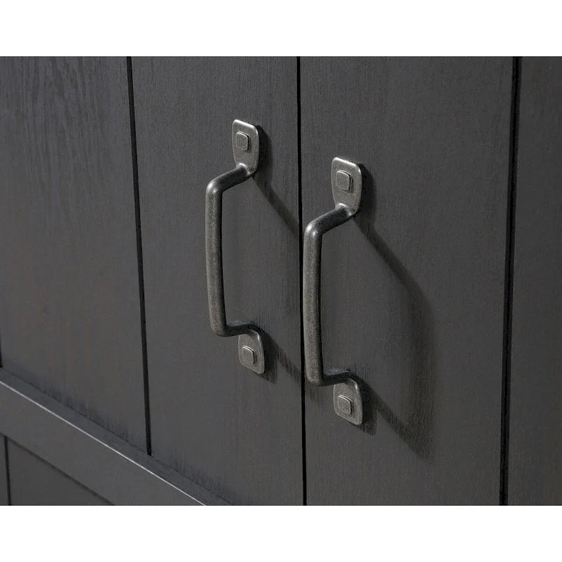 Meuble TV et Credenza de divertissement de style rustique avec portes coulissantes façon grange – Convient aux téléviseurs jusqu'à 70 po