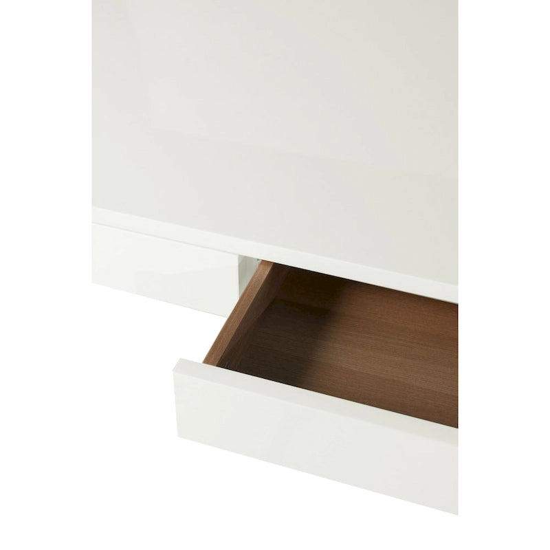 Bureau moderne de 120 cm | Plateau blanc laqué | Piètement en acier en X | 2 tiroirs