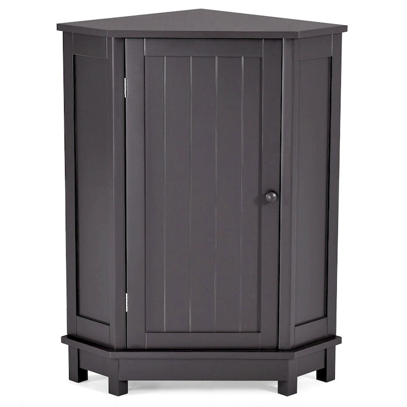 Meuble d'angle triangulaire moderne | 2 étagères réglables | Porte fermée | Salle de bain et usages multiples | 4 coloris
