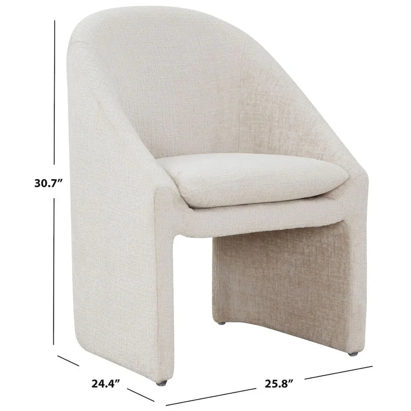 Chaise de salle à manger moderne capitonnée en chenille | Crème | Cadre en contreplaqué | Assise en tissu doux