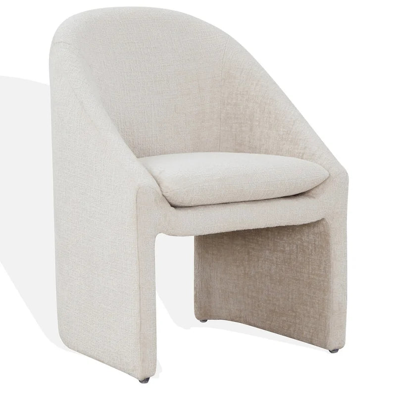 Chaise de salle à manger moderne capitonnée en chenille | Crème | Cadre en contreplaqué | Assise en tissu doux