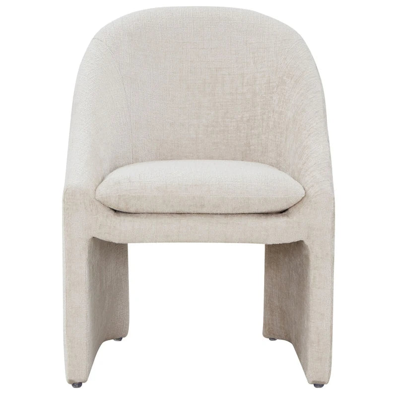 Chaise de salle à manger moderne capitonnée en chenille | Crème | Cadre en contreplaqué | Assise en tissu doux