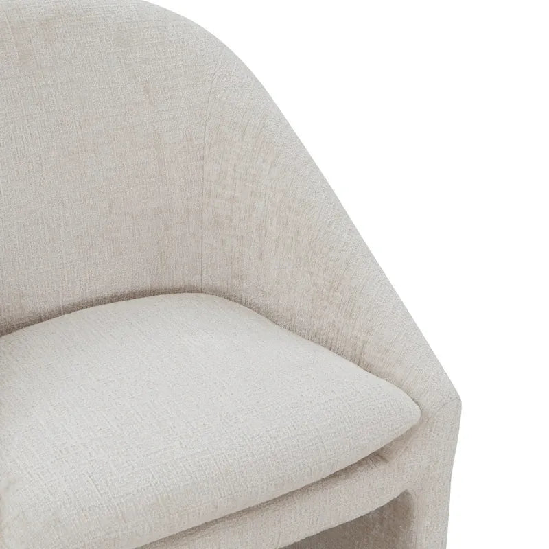 Chaise de salle à manger moderne capitonnée en chenille | Crème | Cadre en contreplaqué | Assise en tissu doux