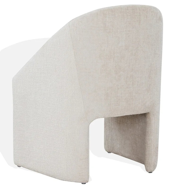 Chaise de salle à manger moderne capitonnée en chenille | Crème | Cadre en contreplaqué | Assise en tissu doux