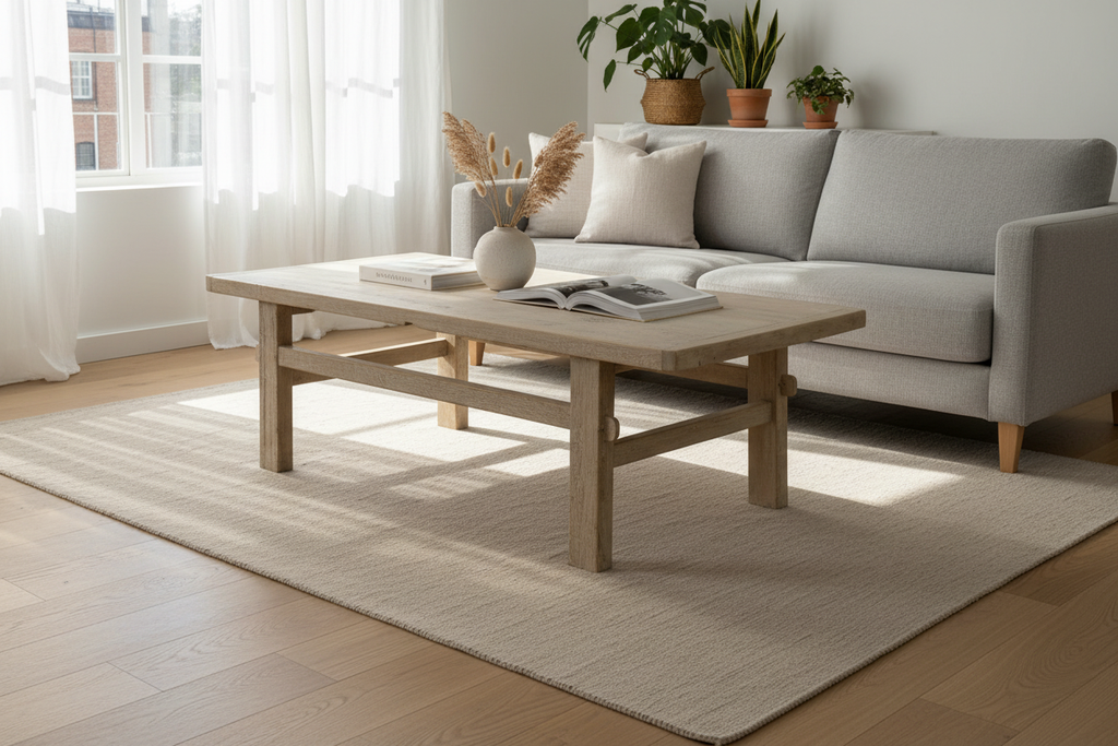 Rustic Coffee Table in Minimalist Living Room